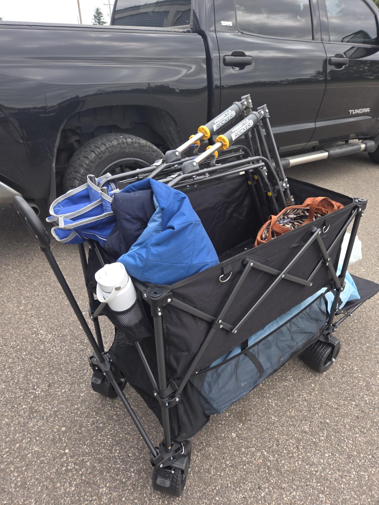 Double Decker Wagon Heavy Duty Collapsible, 600LBS 400L Capacity, Foldable Utility Cart, Big Wheels for Beach, Outdoor, Camping & Gardening, Durable Steel Frame customer photo 2