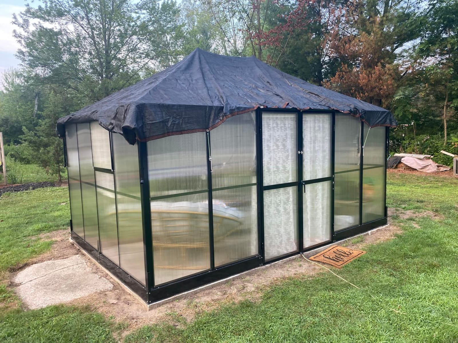 HOWE 16x12x9.5 FT Polycarbonate Greenhouse for Outdoors, Pavilion Style | Aluminum Greenhouse with 4 Vents & Lockable Double Doors, 6 FT Wall Height, Walk-in Sunroom, Ideal for Garden & Patio Use customer photo 1