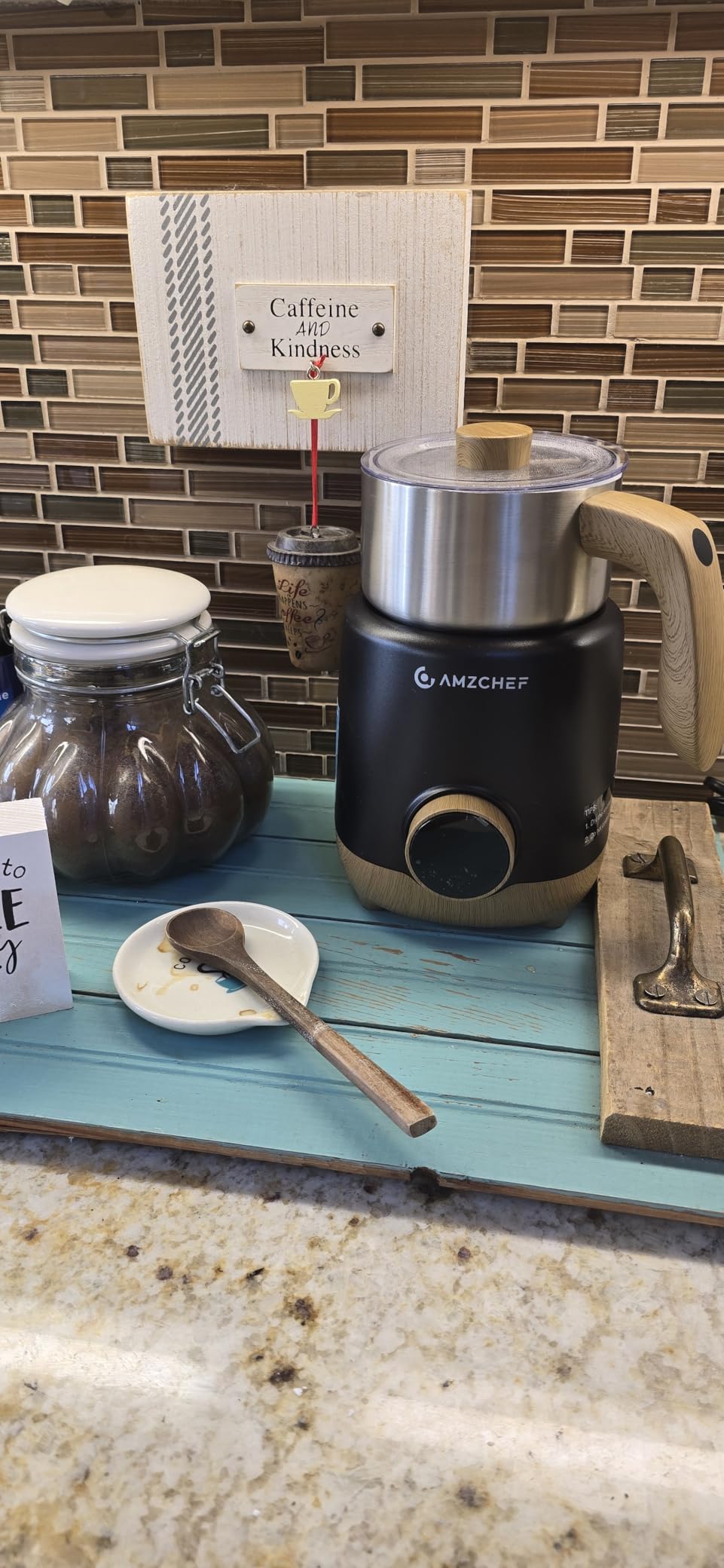 AMZCHEF 21 oz 8-in-1 Milk Frother, 550W Split Stainless Steel Automatic Steamer, Milk Warmer for Latte, Cappuccino, Hot Chocolate, Hot/Cold Froth, Heated Milk & Baby Food, Black customer photo 2