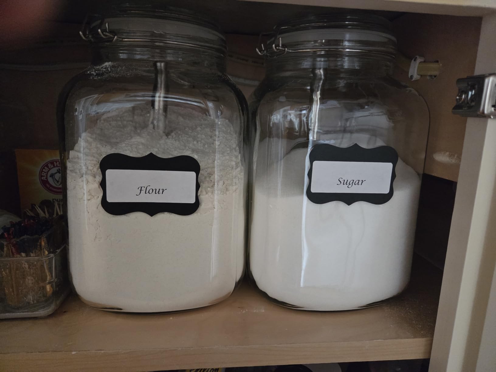 ComSaf Large Square Glass Jars with Airtight Lid 1 Gallon 2 Pack Wide Mouth | Airtight wire clamp lids, two 120 ml scoops, two labels and 4.3-inch extra-wide mouth customer photo 1