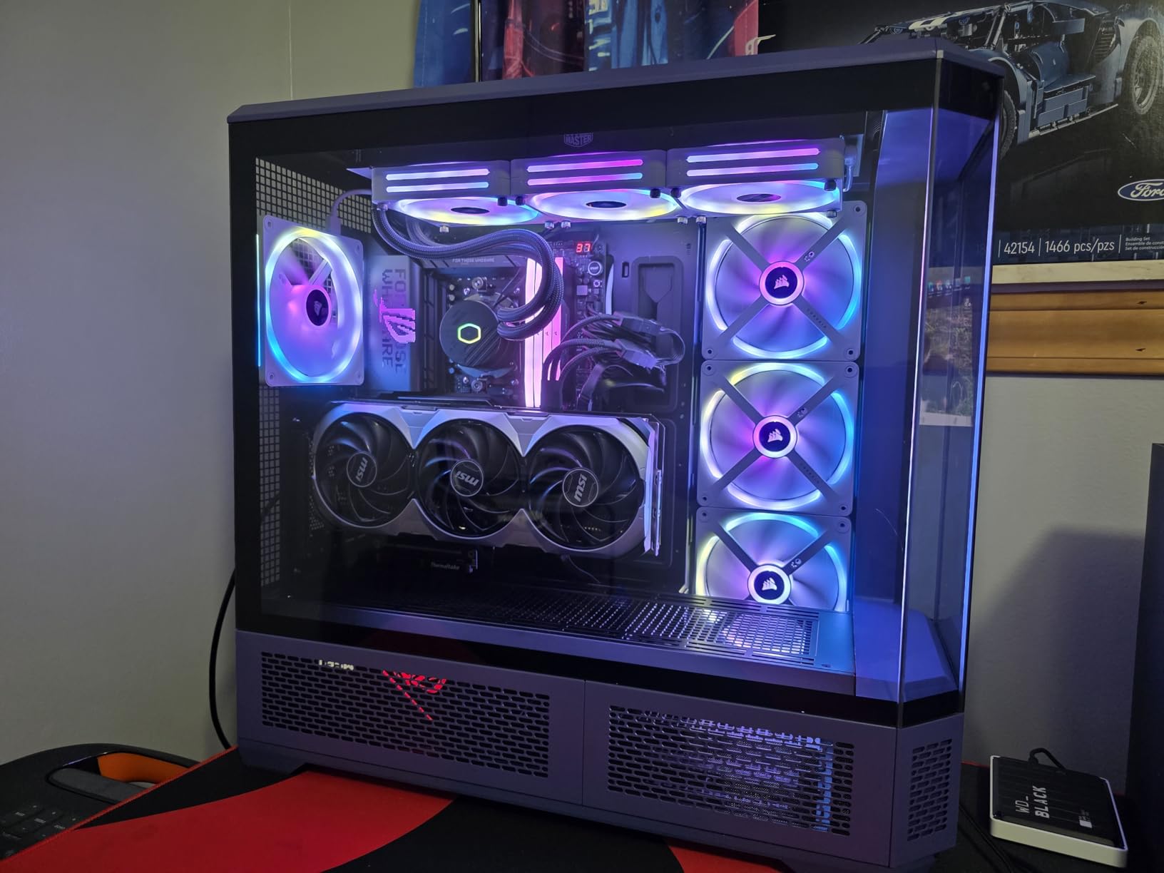 Thermaltake View 600 TG Full Tower; 420mm Radiator Support; 480mm GPU Clearance; Hidden Connector Support; Rotatable PCIe Slots; 220mm PSU Clearance; Black; CA-11H-00F1WN-00 customer photo 2