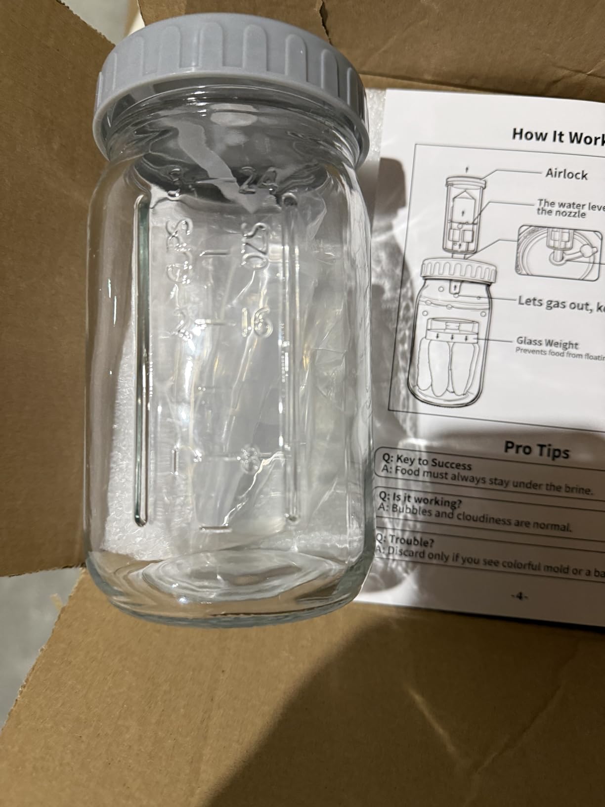 4-Pack Mason Jar Fermentation Kit With Four 32 Oz Jars And Plastic Lids | Complete Kit With Airlocks, Silicone Rings, Grommets, And Glass Weights For Simple Fermenting, Ideal For Beginners. customer photo 2