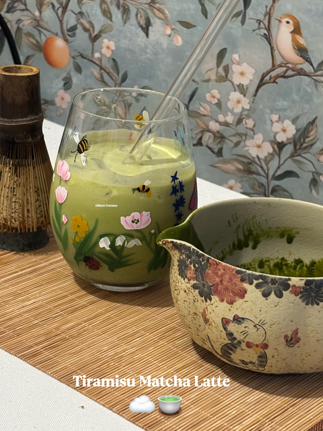 Matcha Set, 7-Piece Matcha Whisk Set with Bowl & 100-Prong Whisk | Intricate Hand-Applied Decal, Bamboo Tea Mat Included, 100-Prong for Creamy Foam, Japanese Tea Ceremony, Matcha Lover Gift customer photo 1