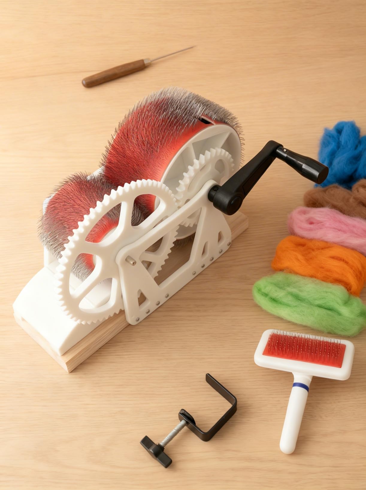 Feqaeqe Manual Wool Drum Carder Machine with Foldable Handle Starter Kit customer photo 1