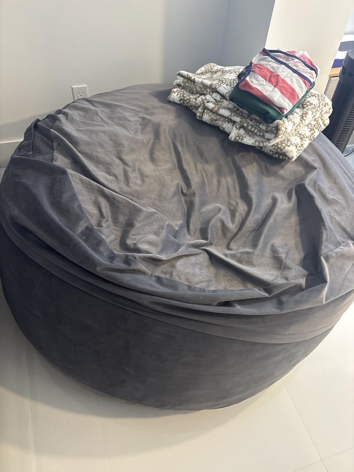 DUMOS 4FT Bean Bag Chair, Living Room Furniture, Gaming Chair | Oversized Lazy Sofa Couch, Removable Washable Cover, Bedroom Dorm Adults Kids, Dark Grey customer photo 2