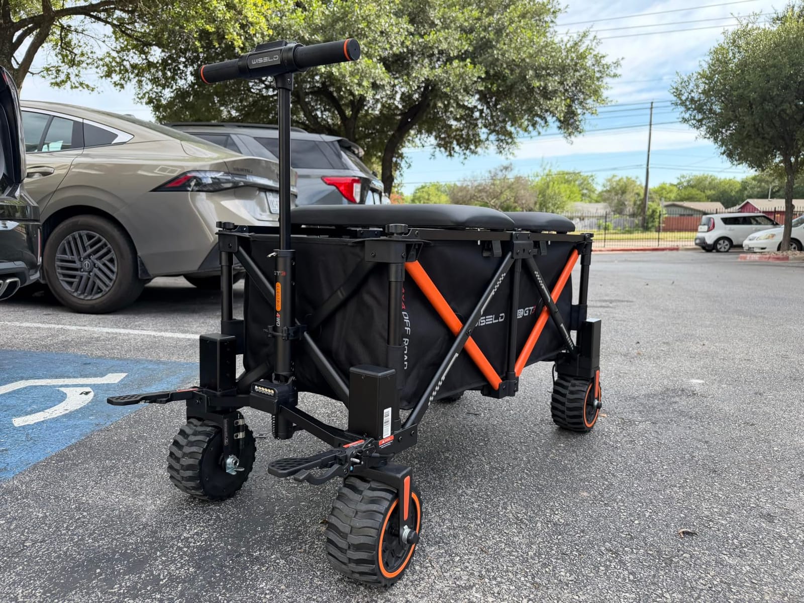 WISELD GT3-4WD Off Road Electric Wagon Cart Heavy Duty with Seat, 771 Lbs Utility Cart with 3000W Motor Hauler, Rideable & Tow-Assist Foldable Motorized Cart, 0-10 MPH, for Camping, Garden customer photo 1