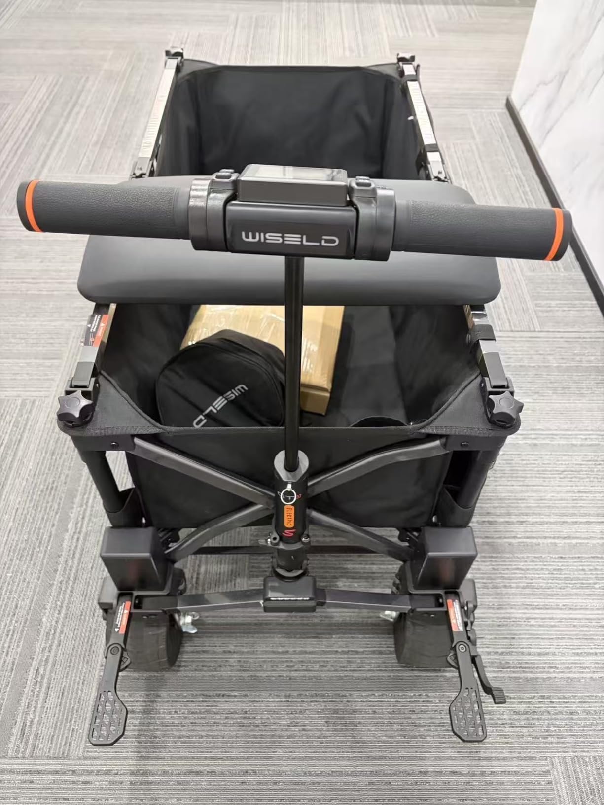 WISELD GT3 Electric Wagon Cart with Seat for Adults, Rideable & Tow-Assist Foldable Motorized Utility Wagon, 1500W Heavy Duty Power Hauler, 551 Lbs Load, for Camping, Farm, Property & Trade Show customer photo 1