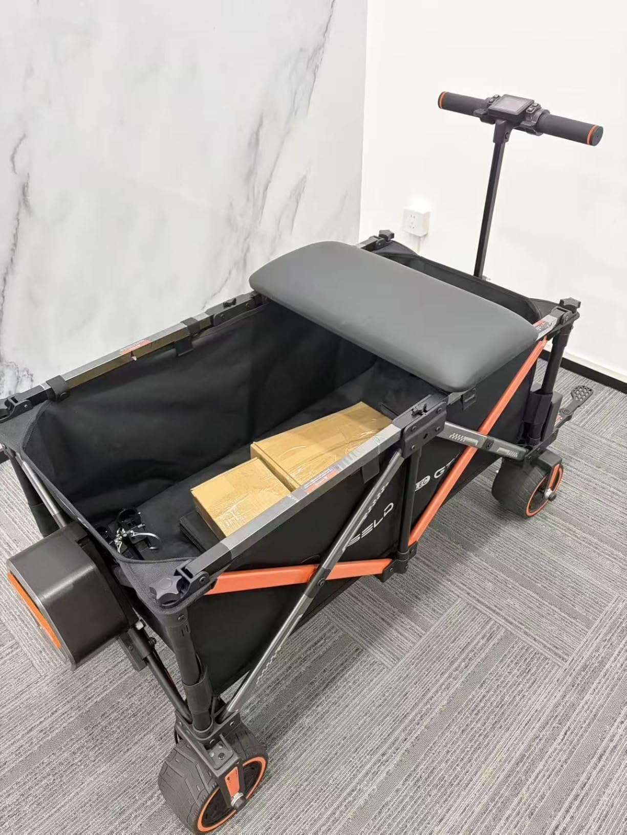 WISELD GT3 Electric Wagon Cart with Seat for Adults, Rideable & Tow-Assist Foldable Motorized Utility Wagon, 1500W Heavy Duty Power Hauler, 551 Lbs Load, for Camping, Farm, Property & Trade Show customer photo 2