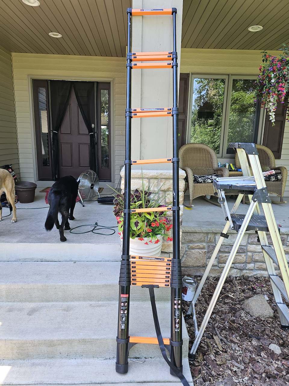 SINMEIRUN Telescoping Ladder, 16.5 FT, A Frame, 330 lbs Capacity; Orange | ANSI Certified, switches between A Frame and Extension Ladder; Collapsible Multi-Purpose for Home, Roof and RV customer photo 2