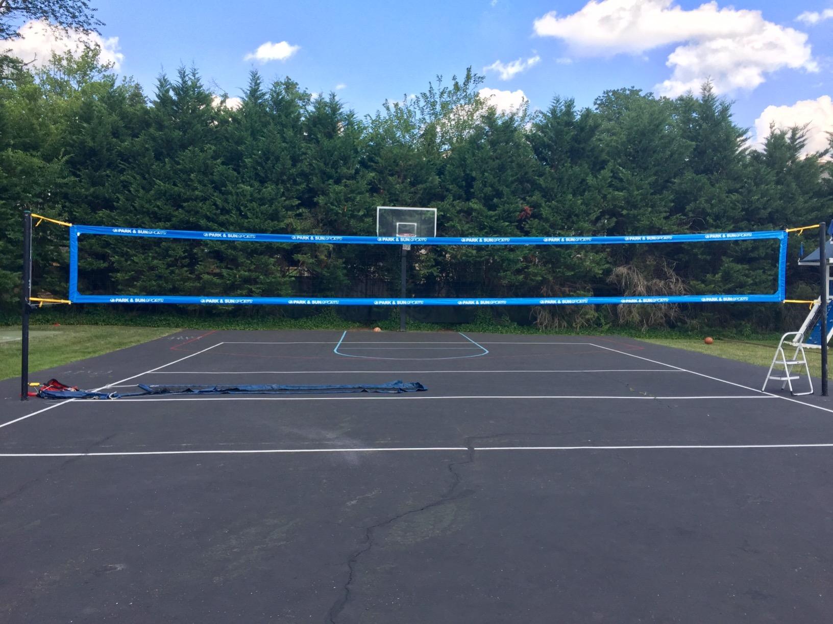 Park & Sun Sports Regulation Size Indoor/Outdoor Professional Volleyball Net with Steel Cable Top and Bottom, Blue customer photo 2