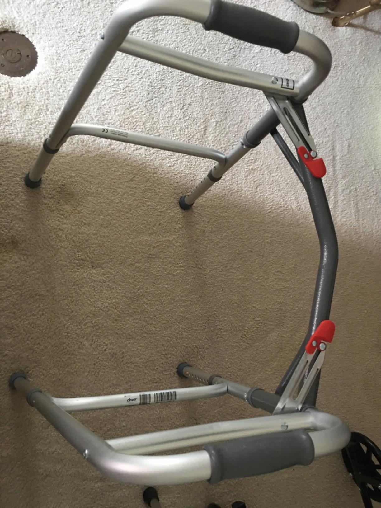 Drive Medical 2-Button Standard Foldable Walker for Seniors, Silver customer photo 1