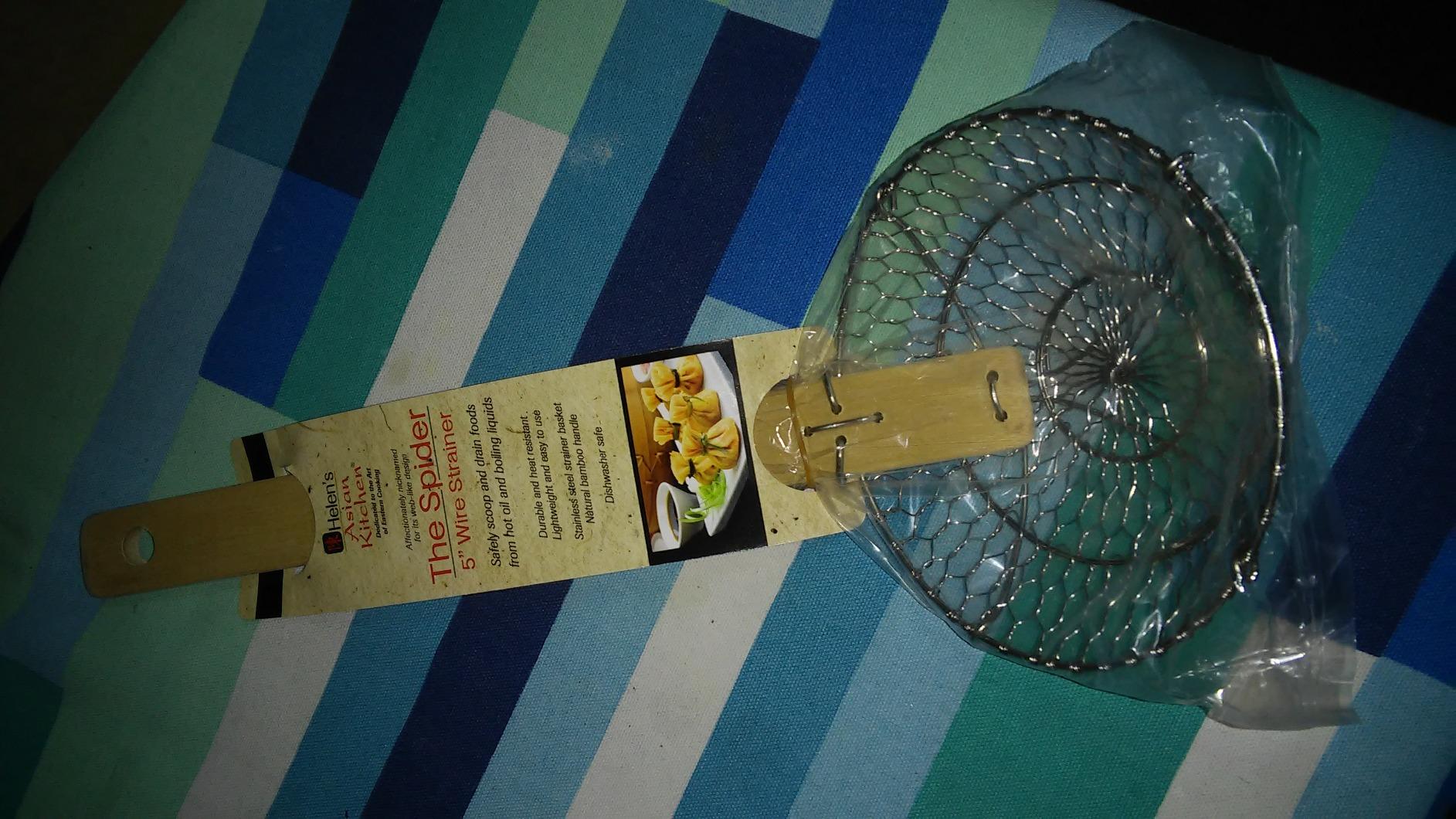 Helen's Asian Kitchen Spider Strainer, 5-Inch Stainless Steel Mesh Basket With Bamboo Handle, For Noodles, Dumplings, Wontons, Deep Frying, And Draining Tasks customer photo 2