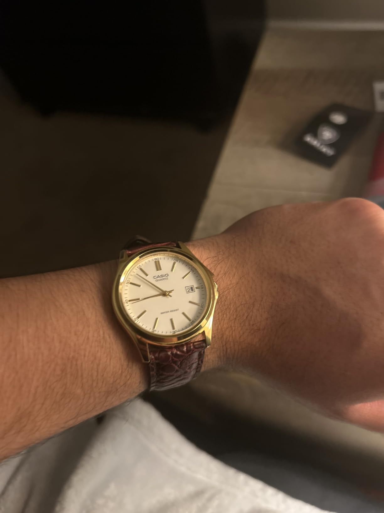 Casio MTP-1183Q-7A Men's Gold Analog Dress Watch w/Croc-Leather Band & Date customer photo 2