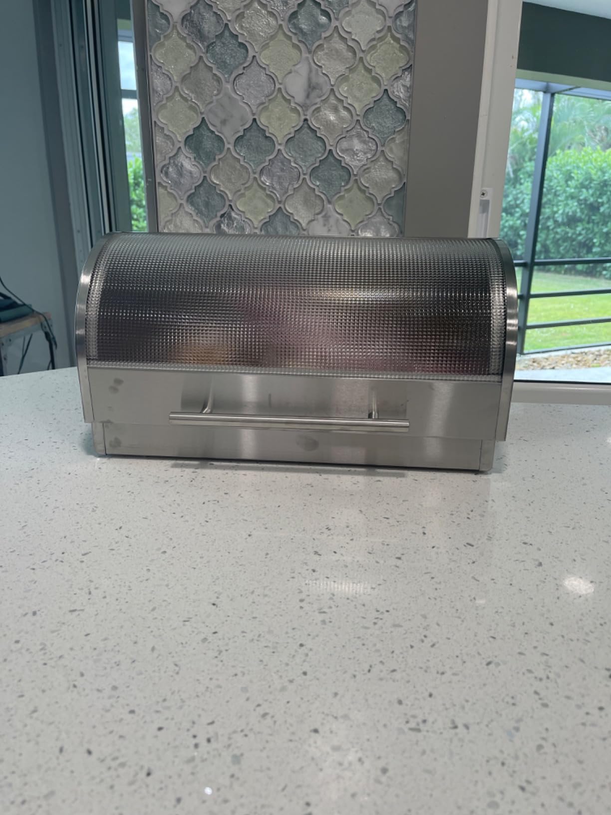 Oggi Stainless Steel Roll Top Bread Box for Kitchen Countertop with Tempered Glass Lid - Fits Multiple Large Loaves of Bread and Other Freshly Baked Goods Including Cookies, Bagels, Muffins customer photo 1