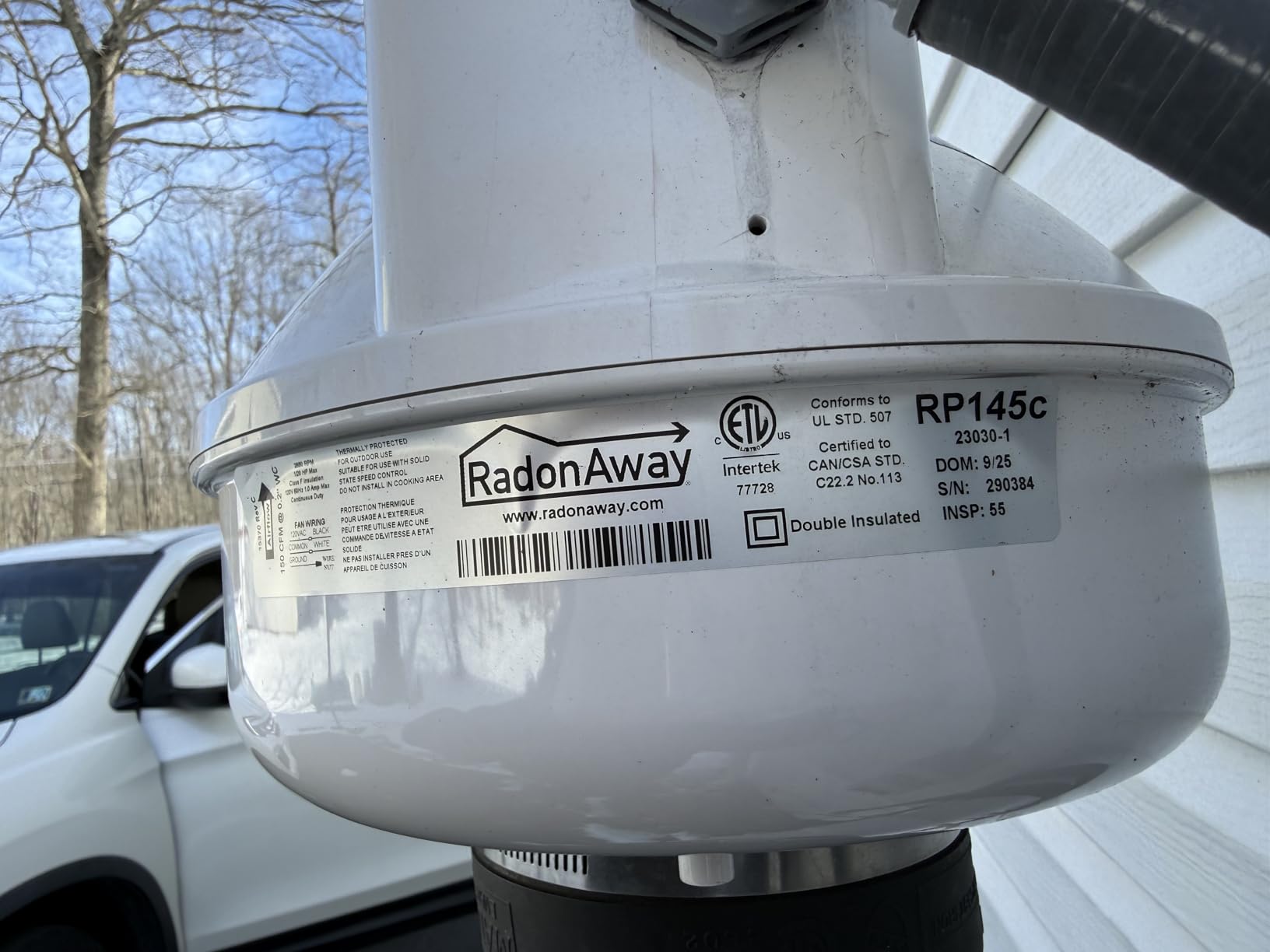 RadonAway RP145C Radon Fan P/N 23030-1 Inlet/outlet Diameter of 4.5 customer photo 1