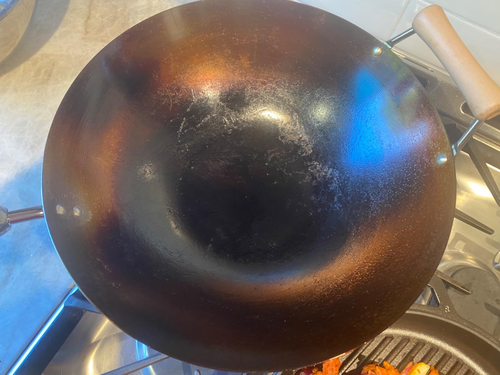 JOYCE CHEN Classic Series 14-Inch Uncoated Carbon Steel Wok Set with Lid and Birch Handles, 4 Pieces customer photo 1