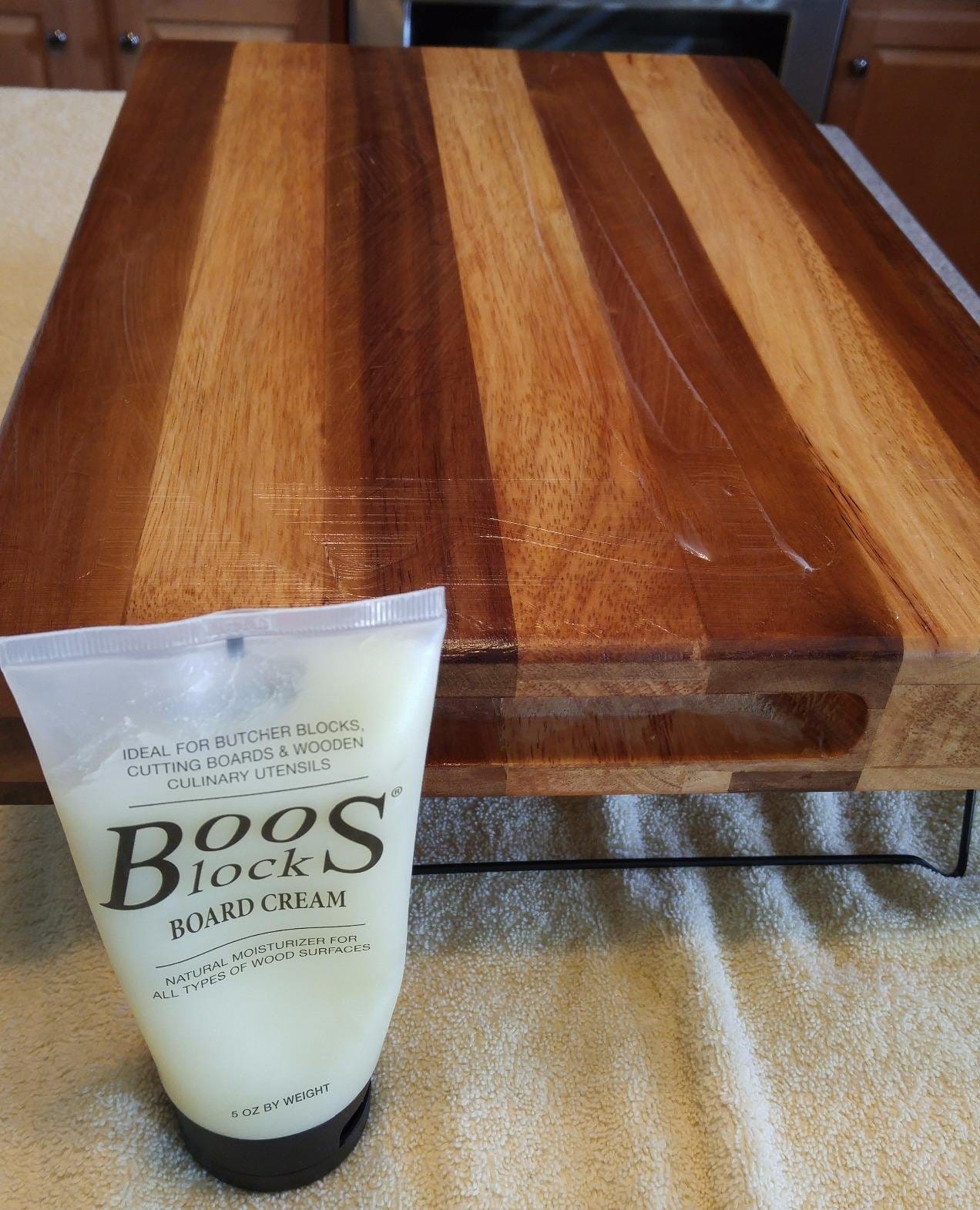 John Boos 5 oz Board Cream with Beeswax and Mineral Oil for Wood Surface Care – All-Natural Conditioner & Sealer for Butcher Blocks, Wooden Cutting Boards, Countertops, and Utensils customer photo 1