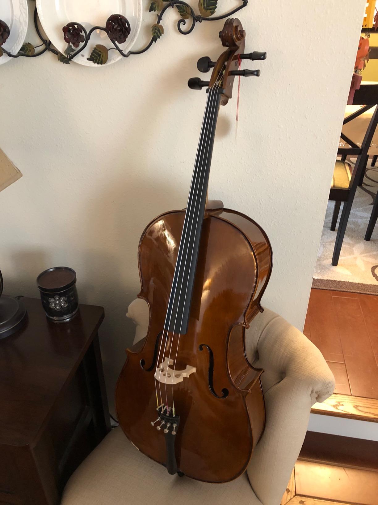 Cecilio 4/4 Full Size Cello Kit for Beginners, Spruce Top Acoustic Cello, Cello Kit with Bow, Stand, Rosin, Bag, Stringed Music Instruments for School Orchestras, Performances, Black customer photo 2