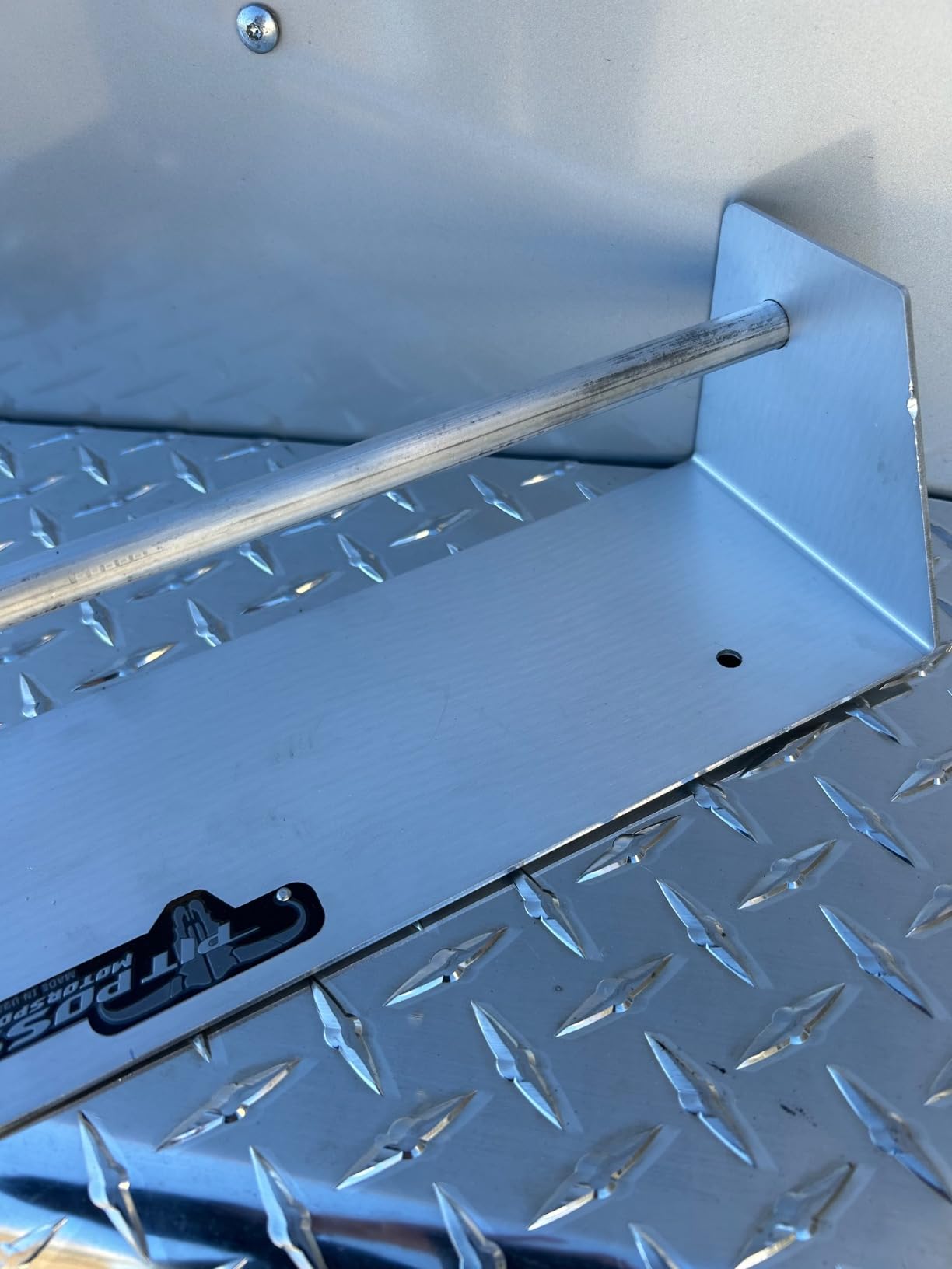 Pit Posse 464 Tie Down Hanger Holder Aluminum Rack - Made in USA - Wall Mounted for Enclosed Race Trailer Garage Shop Storage Organizer- Holds Tie Downs, Ratchet Straps, Bungee Cords (Silver) customer photo 2