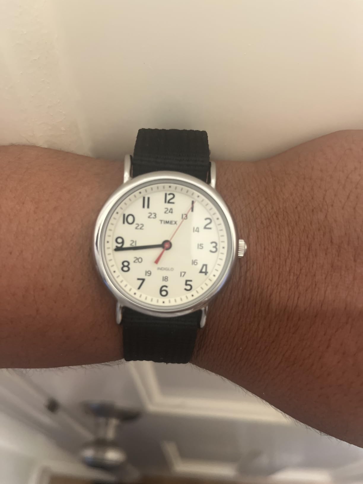 Timex Weekender 38mm Unisex Analog Watch | INDIGLO Backlight | Adjustable Durable Nylon Fabric Slip Through Strap | 24 Hour Time customer photo 2