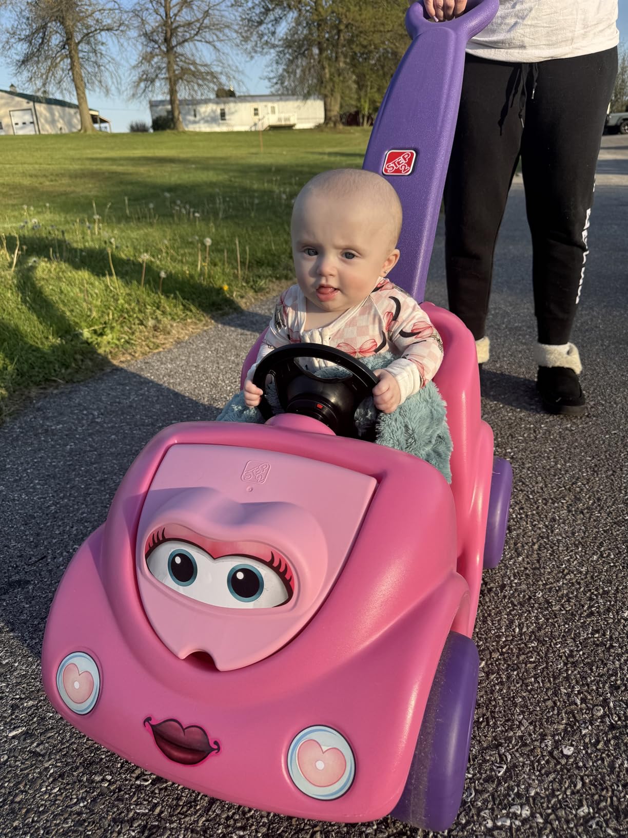 Step2 Push Around Buggy Kids Push Car, Ride On Toy, Stroller Substitute, Includes Seat Belt & Horn, Made of Durable Plastic, Max Weight 50 lbs., For Toddlers 1.5-4 Years Old, Pink customer photo 2