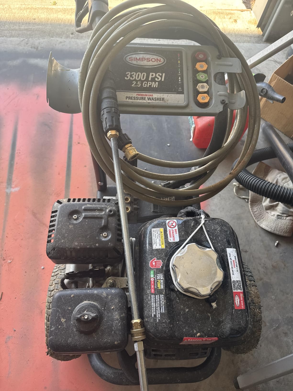 SIMPSON Cleaning PS3228 PowerShot 3300 PSI Gas Pressure Washer, 2.5 GPM, Honda GX200 Engine, Includes Spray Gun and Extension Wand, 5 QC Nozzle Tips, 5/16-inch x 25-foot MorFlex Hose, 49-State customer photo 1