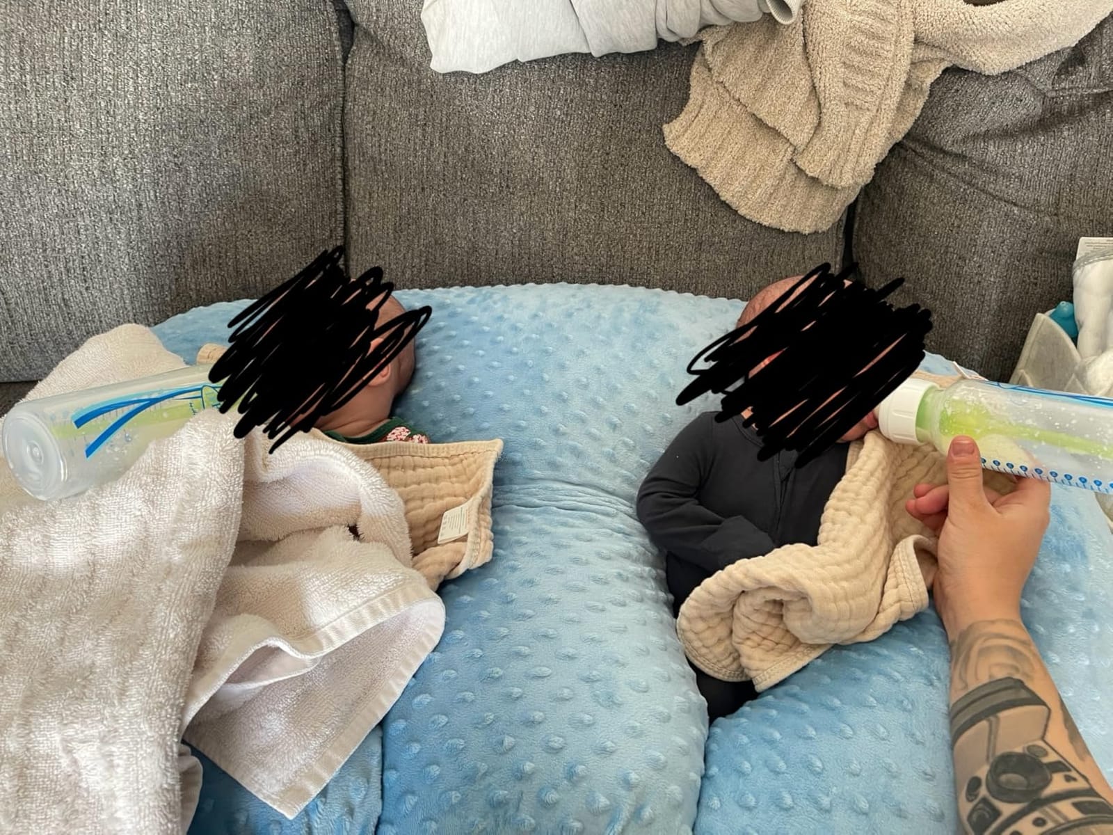 Twin Z Nursing Pillow | Bottle or Breastfeeding | Plus Size Friendly - Blue customer photo 2