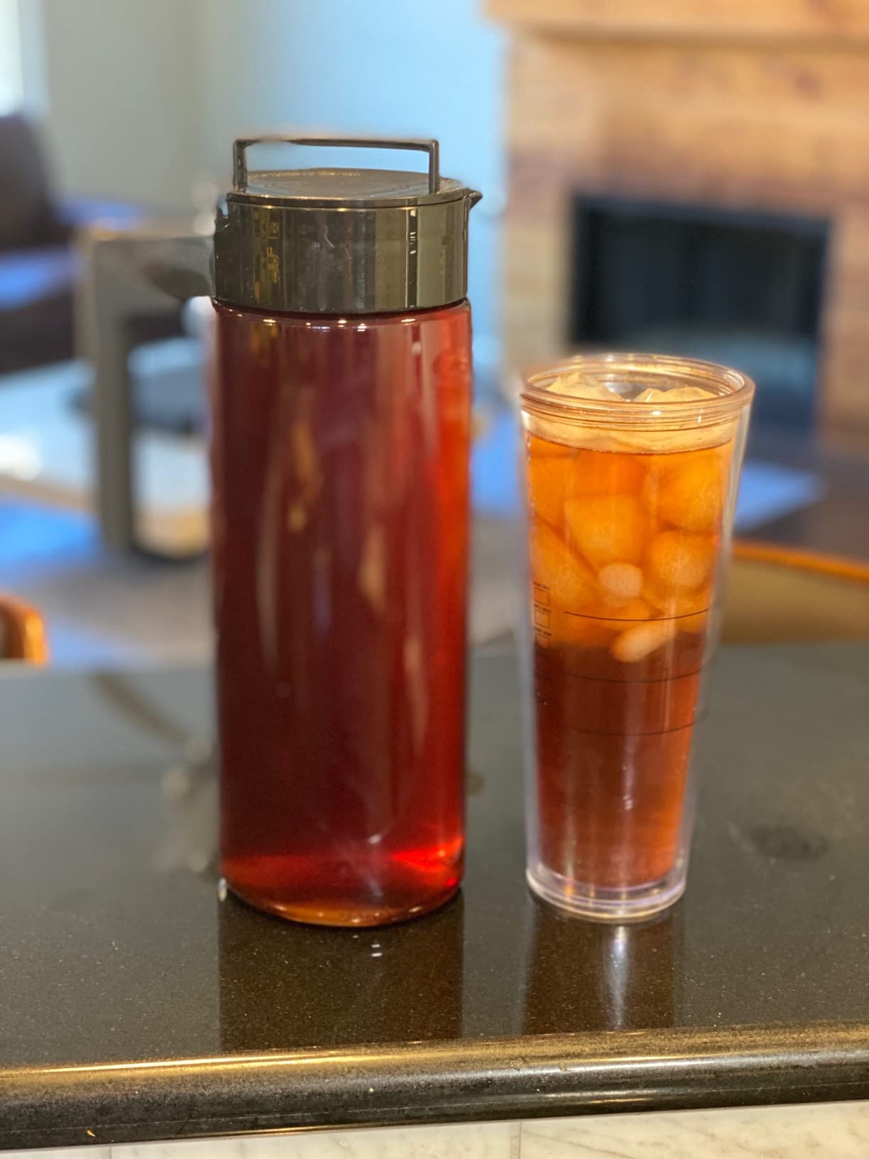 Takeya Flash Chill Iced Tea Maker - Versatile Tea Brewer for Loose/Bagged Tea - Patented Flash Chill Tech Hot/Cold Use BPA-Free Tritan Dishwasher Safe - Airtight Lid Made in USA - 2 Quart/Black customer photo 2