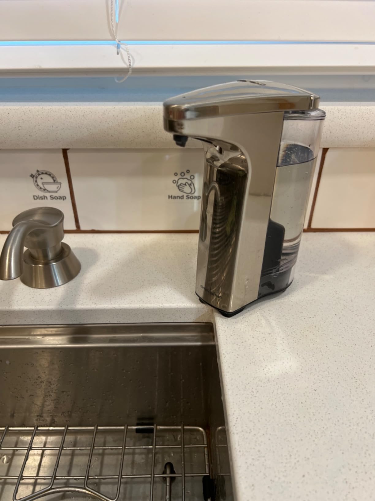 simplehuman 8 oz. Touch-Free Sensor Liquid Soap Pump Dispenser with Soap Sample, Brushed Nickel customer photo 2