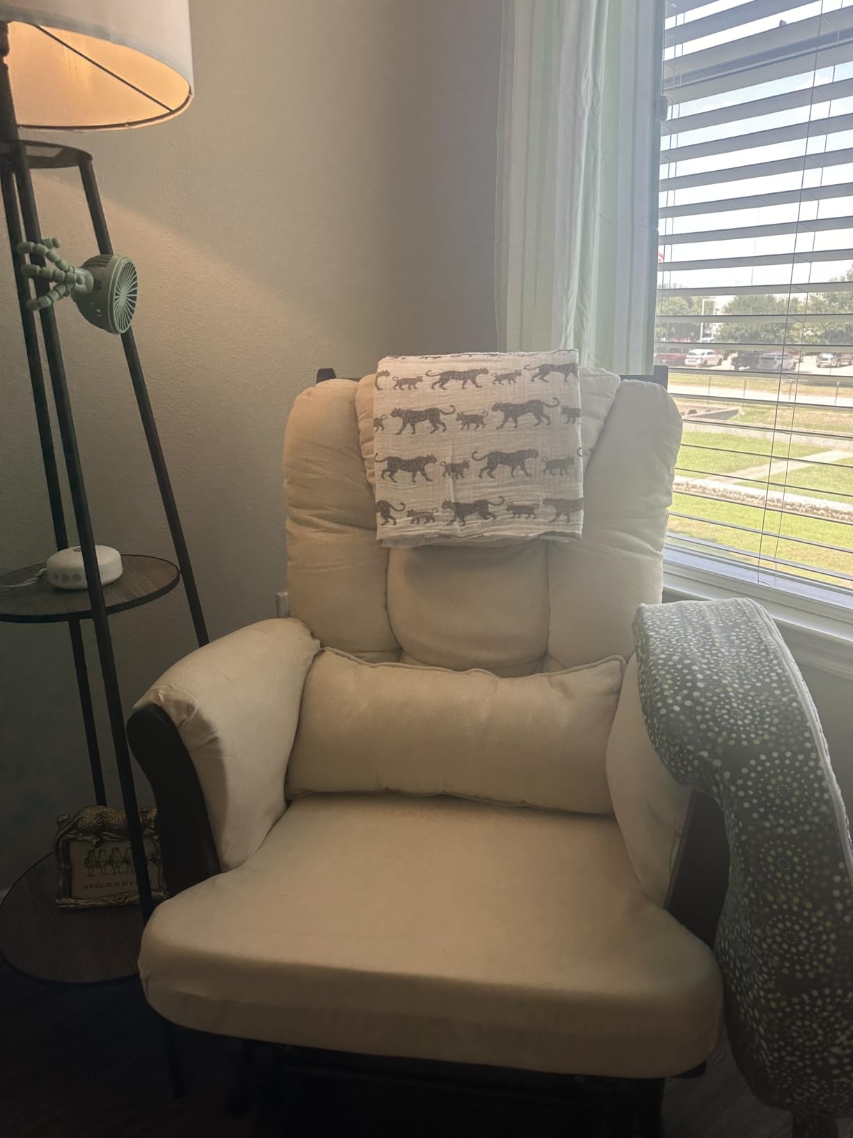 Storkcraft Tuscany Glider and Ottoman with Lumbar Pillow, Espresso/Gray customer photo 1