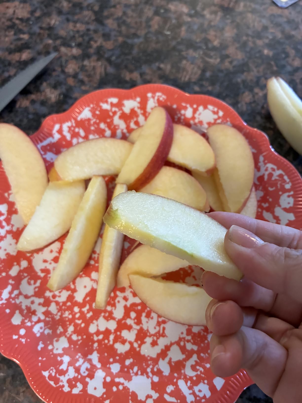 PrepWorks Apple Slicer and Corer, Attached Safety Cover, Cuts 16 Thin Apple Slices, Red customer photo 1