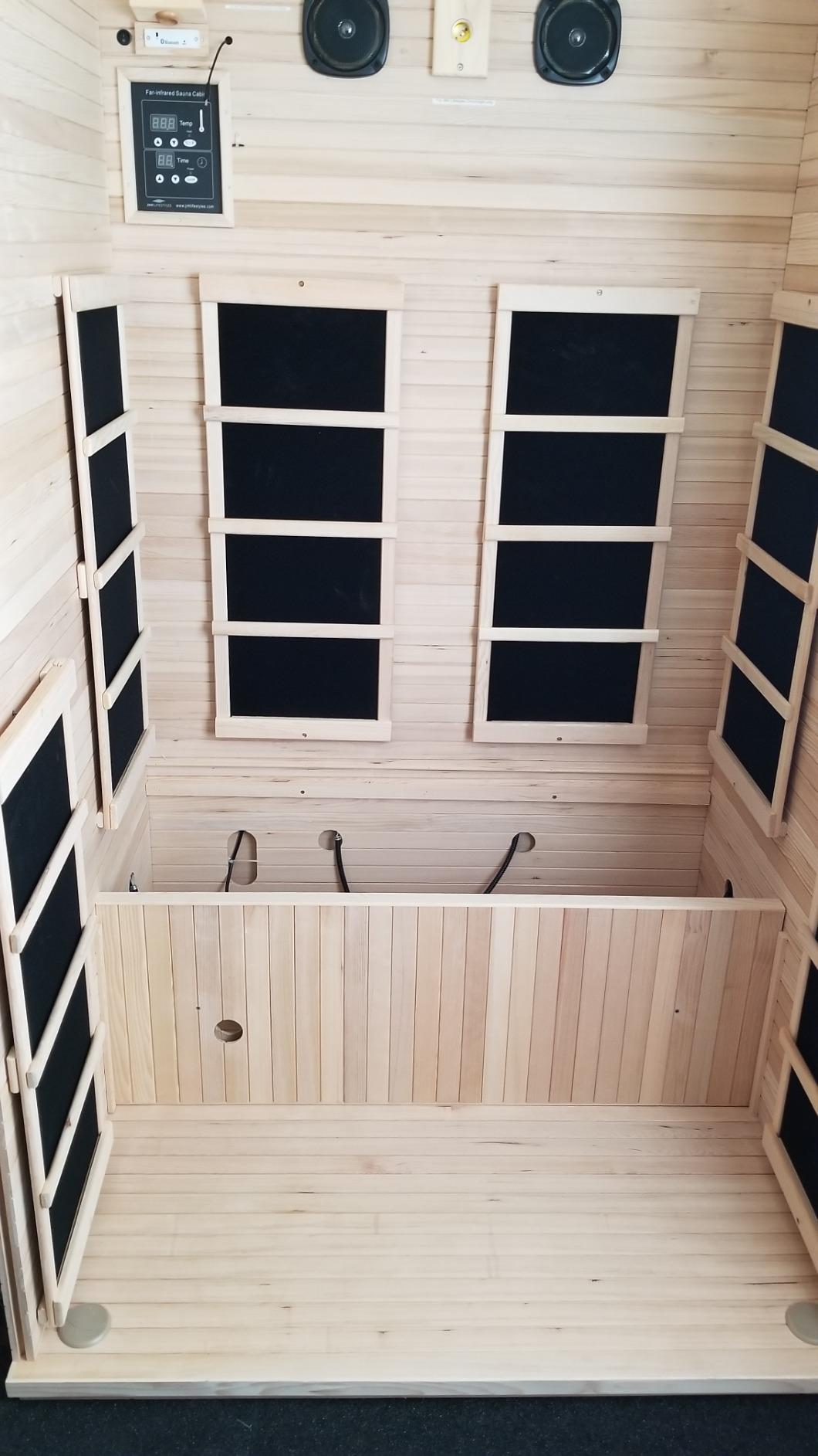 JNH Lifestyles Joyous 2 Person Low EMF 7 Carbon Heating Panel Far Infrared Sauna in Canadian Hemlock Wood with Bluetooth, MP3 Aux Connection customer photo 2