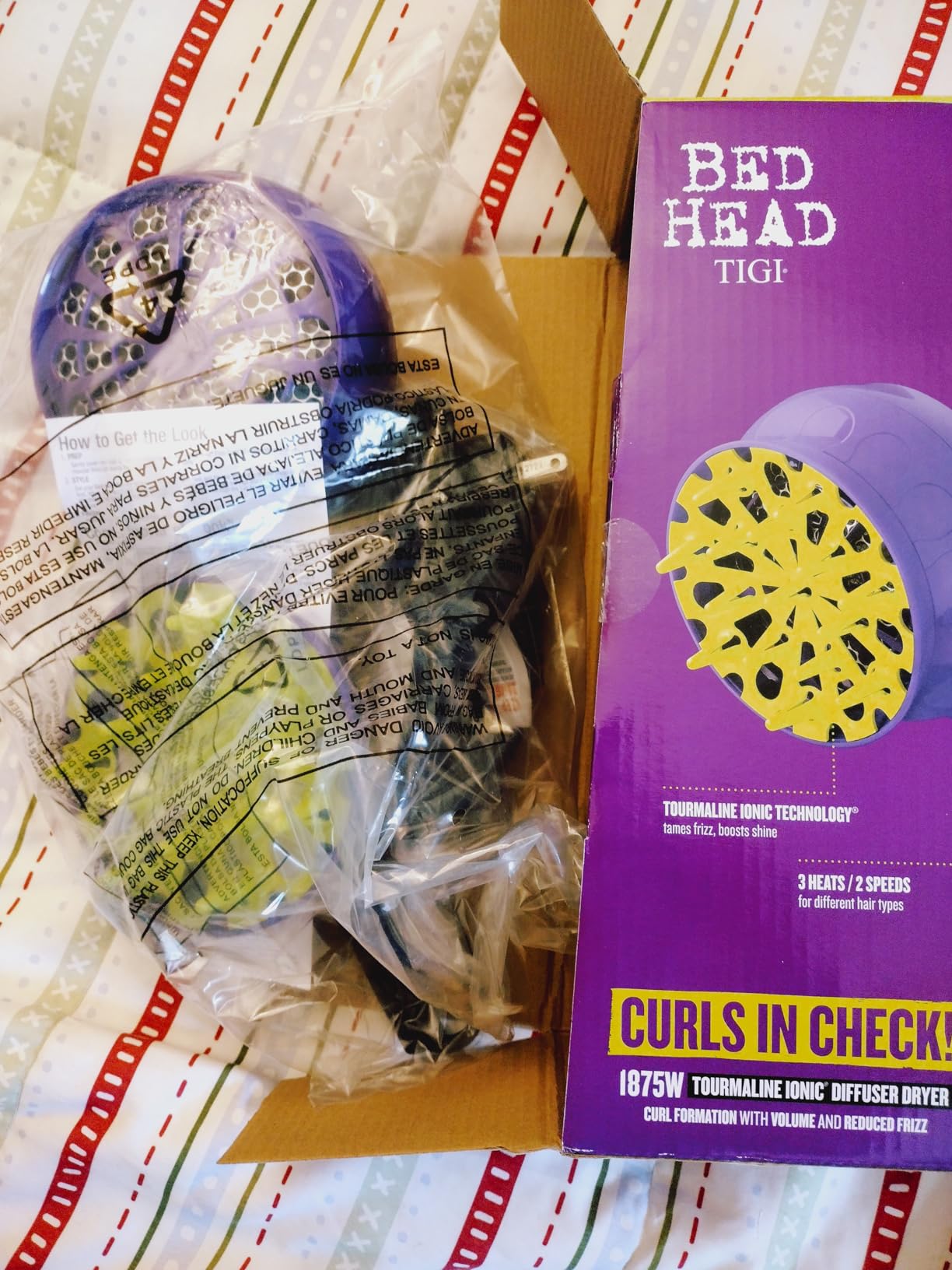 Bed Head Curls-in-Check 1875W Hair Diffuser Dryer | Great for Curly Hair, Reduce Frizz & Static, Diffuser Hair Dryer Enhances Natural Curl, Waves & Texture customer photo 1