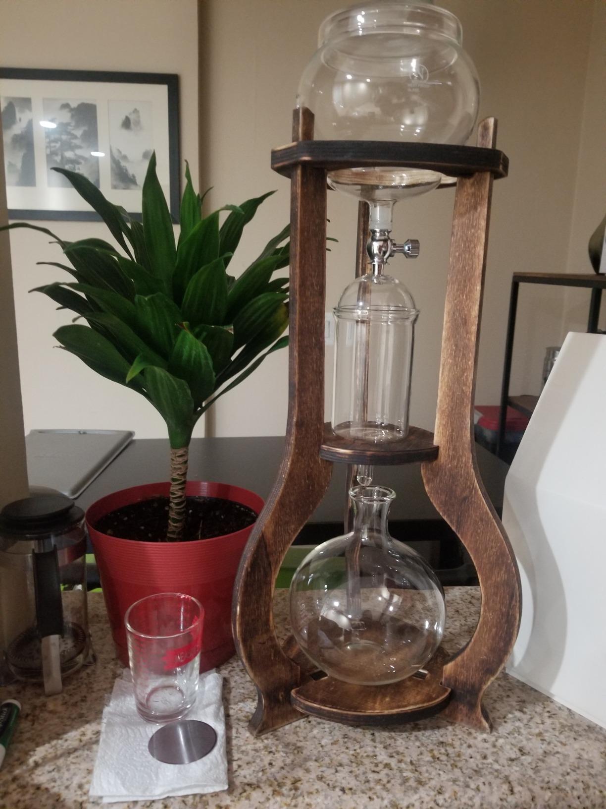 Nispira Iced Coffee Cold Brew Drip Tower Coffee Maker, 6–8 Cup Manual Cold Brew Brewer with Adjustable Valve, Wooden Frame & Glassware, Slow Cold Extraction System customer photo 2