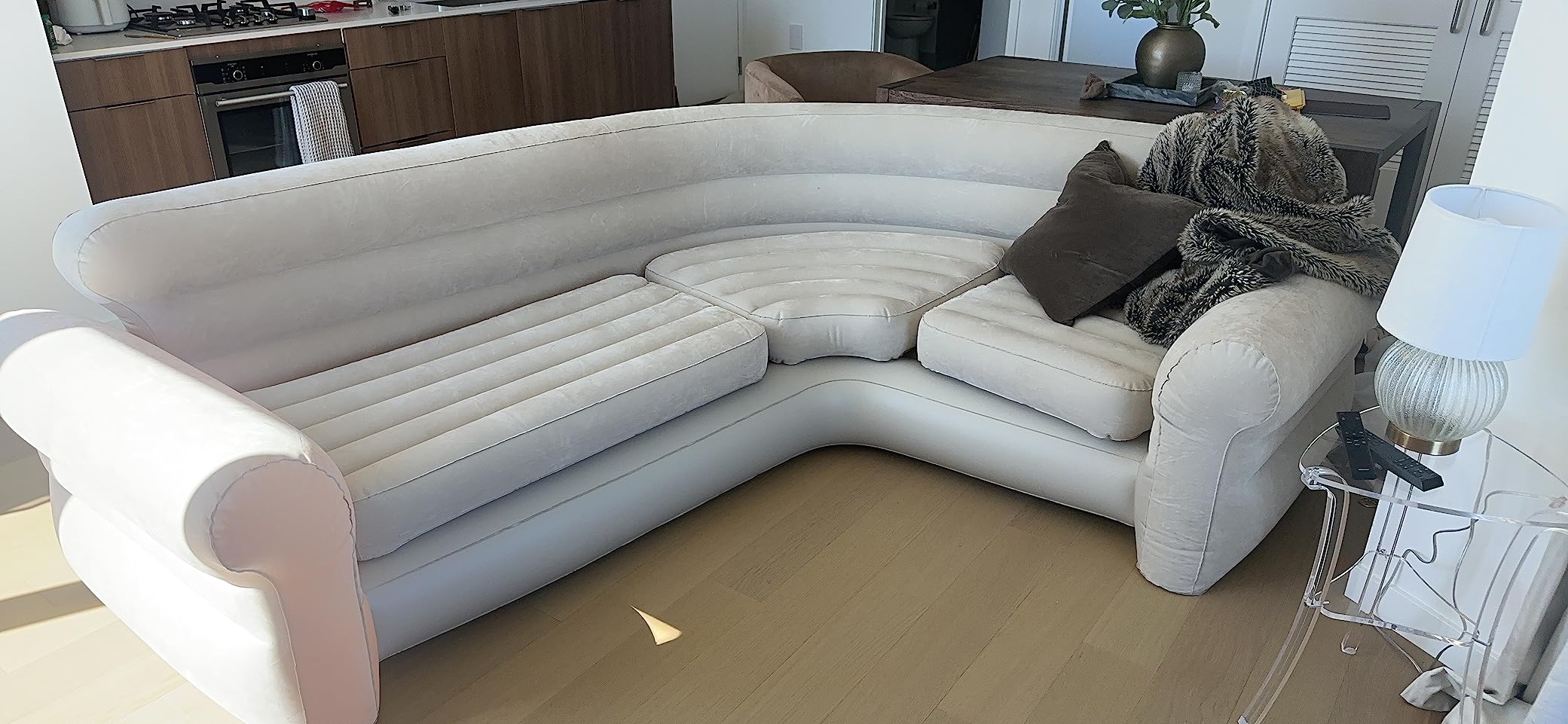 Intex Inflatable Corner Sofa, L-Shaped Couch Family Lounge | 68575EP - 4-Seater with Deep Cushions Quick & Easy Indoor Living Room Setup customer photo 2
