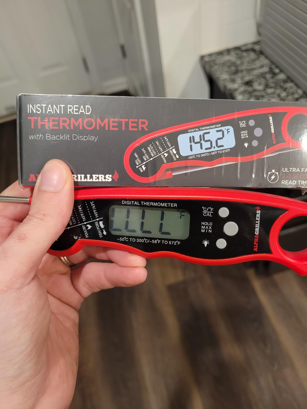 Alpha Grillers Instant Read Meat Thermometer Digital, Cooking, Food, Grill | 1-2 Second Ultra-Fast Response Time, Bright Backlit Display, Waterproof (IP67), Pre-Calibrated & Ready to Use customer photo 1