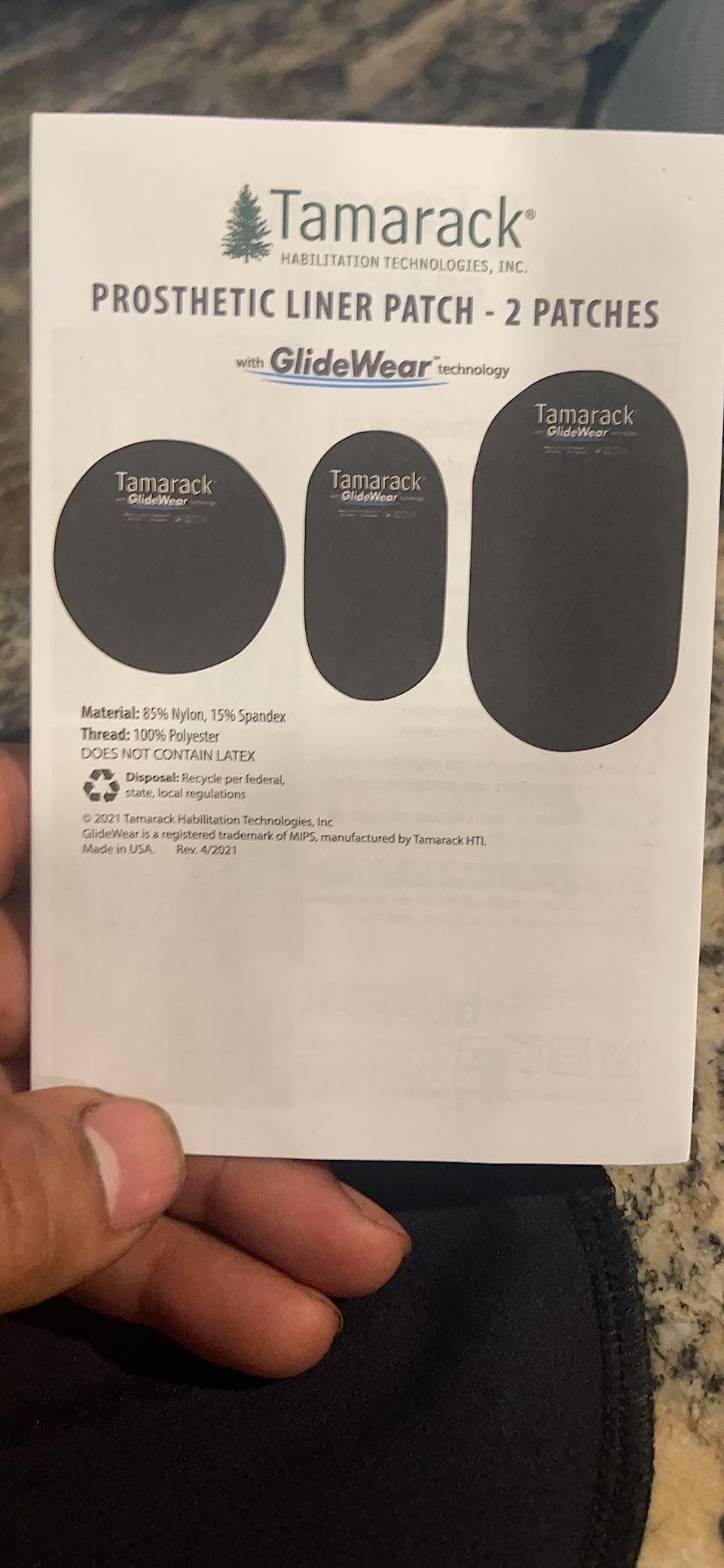 Tamarack GlideWear Prosthetic Liner Patch | Large 2 Pack | Amputee Relief customer photo 1