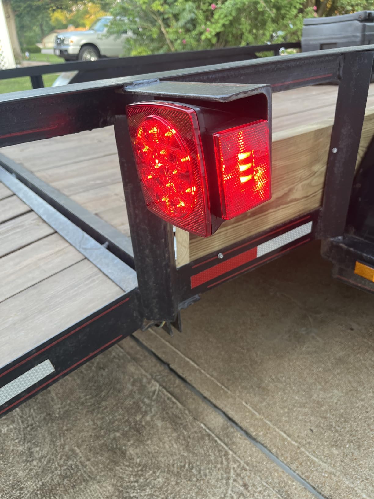 Partsam 12V Submersible Square Led Trailer Light, Red White LED Stop Turn Tail License Brake Running Light Lamp for Trailers Under 80