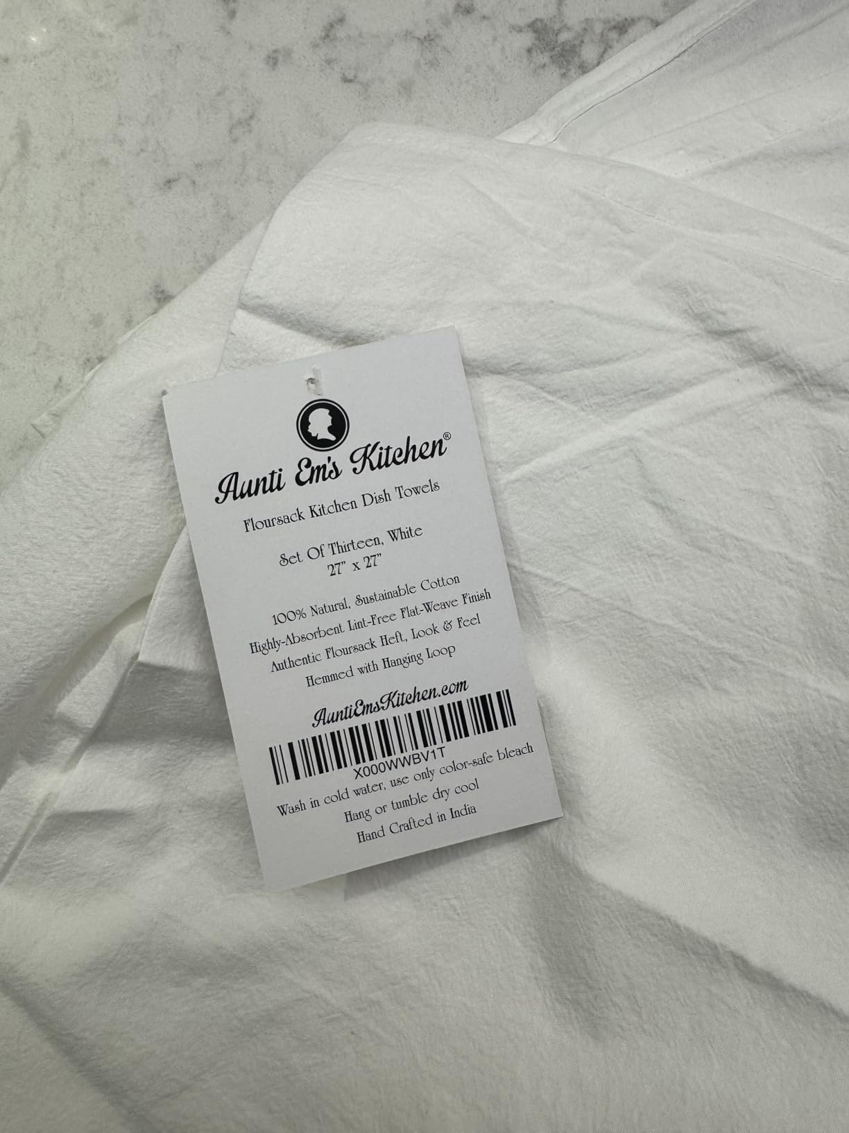 Aunti Em's Kitchen Flour Sack Dish Towels - Natural Cotton for Embroidery and Drying Glass, Hand, Dinnerware - Plain, Thick, Zero-Lint - Highly Absorbent - Set of 13, 27 x 27 Inch, White customer photo 2