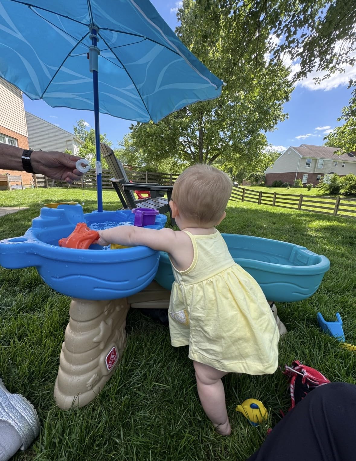 Step 2 Spill & Splash Seaway Water Table for Kids, Two-Tier Outdoor Kids Water Sensory Table with Umbrella, Ages 1.5+ Years Old, 11 Piece Water Toy Accessories customer photo 2