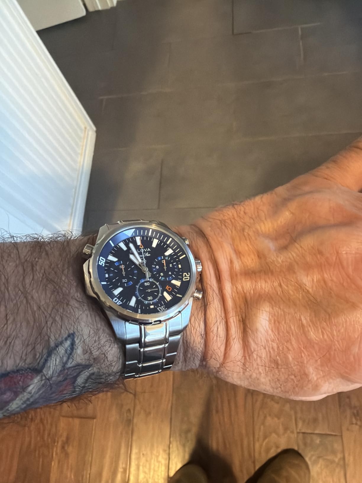 Bulova Men's Marine Star Series B Stainless Steel 6-Hand Chronograph Quartz Watch, Blue Dial Style: 96B256 customer photo 1