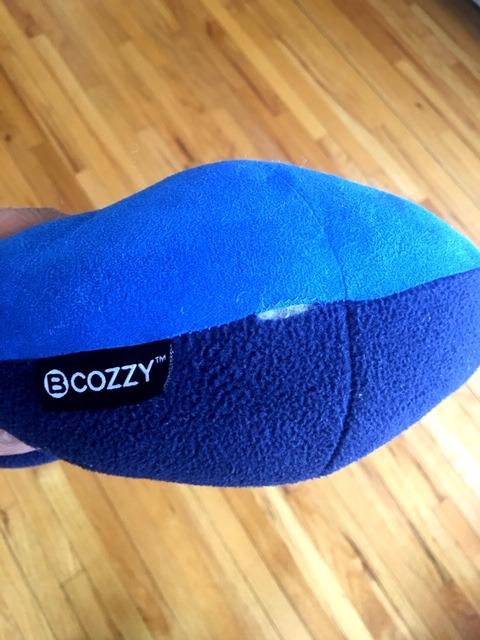 BCOZZY Travel Neck Pillow for Airplane - Patented Double Support for Head, Neck, and Chin. Best for Long Flights, Plane Sleeping, and Car Rides. Adjustable Size. Fully Washable. Carry Bag. Large, Navy customer photo 1