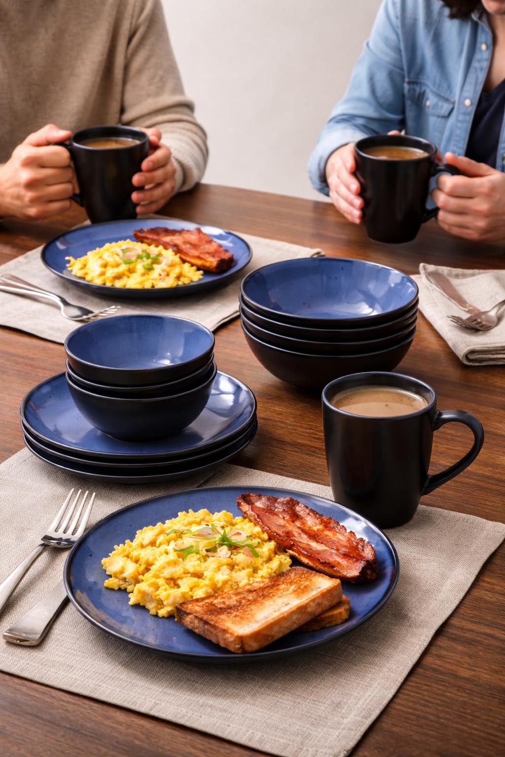 Gibson Elite Soho Lounge Round Reactive Glaze Stoneware Dinnerware Set, Service for 4 (16pc), Blue, Soho Round. customer photo 2
