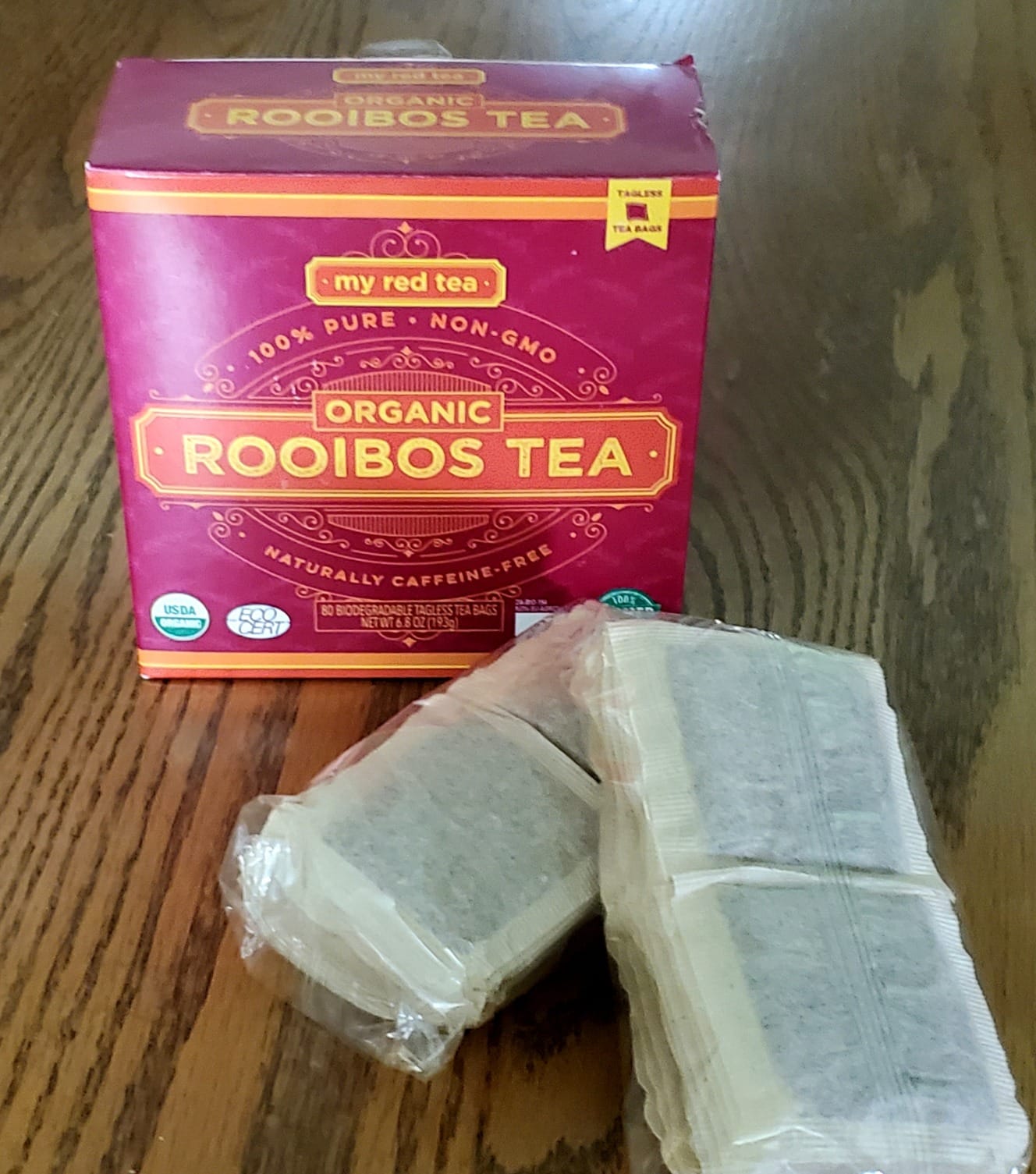 My Red Tea Organic Rooibos Tea Bags - 80 Count - South African Red Bush Tea - USDA Organic, Caffeine Free, Single Origin & Sustainably Farmed - 200g customer photo 1