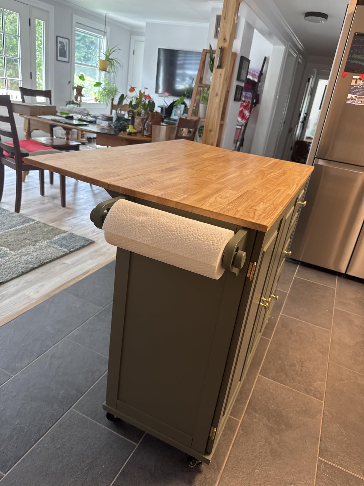 Homestyles Dolly Madison Black Mobile Kitchen Island Cart with Wood Drop Leaf Breakfast Bar customer photo 1