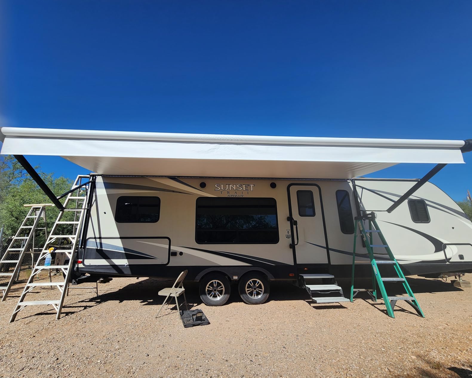 Solera Universal Fit Heavy-Duty Vinyl RV Patio Awning Replacement Fabric Solid Black 16' Awning (15'4