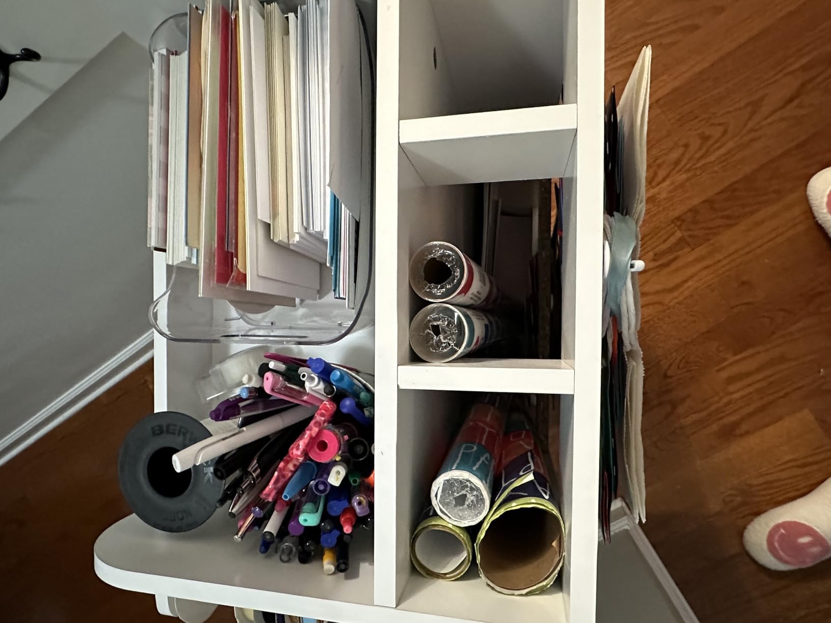 Honey-Can-Do Deluxe Rolling Craft Storage Cart with Locking Wheels | Organizer for 30-inch Wrapping Paper, Ribbon Spools, Tools & Supplies | 3 Drawers & Open Shelves customer photo 1