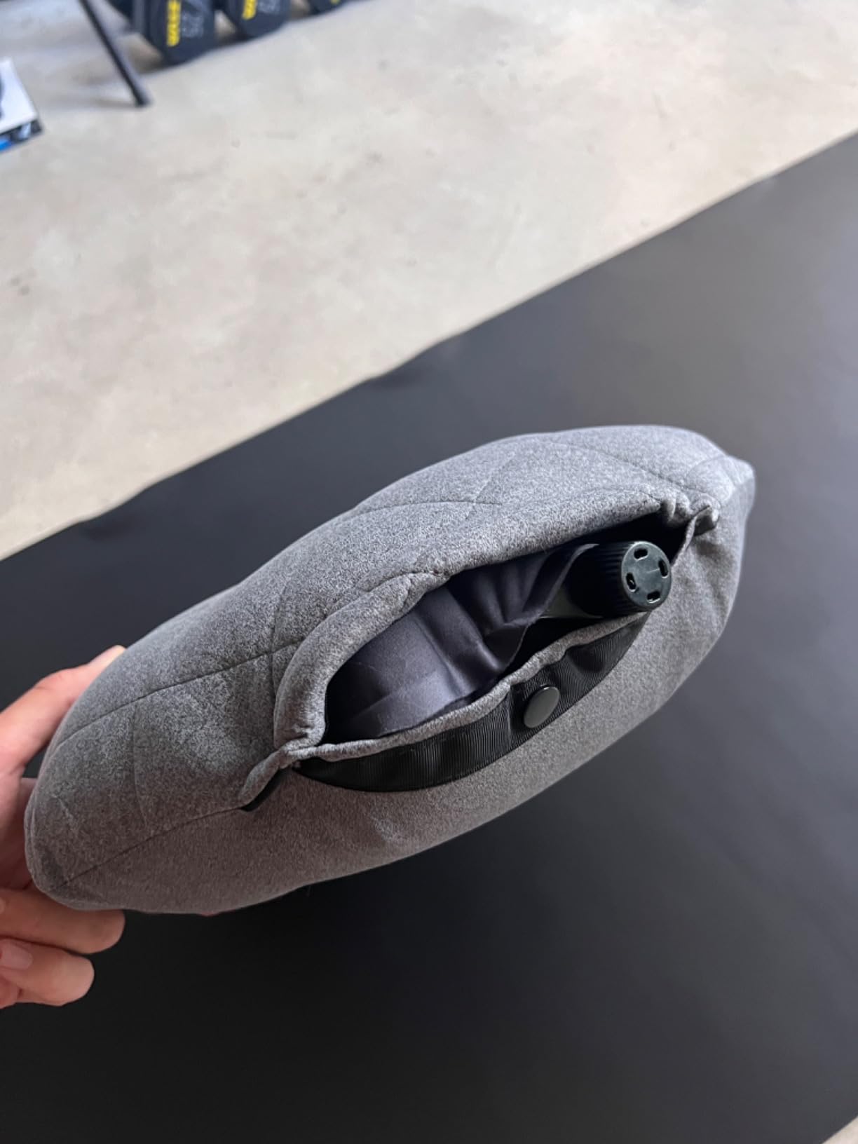 Klymit Luxe Travel Pillow, Lightweight Inflatable Hybrid Airplane, Backpacking, Hammock, and Camping Pillow, Grey customer photo 1