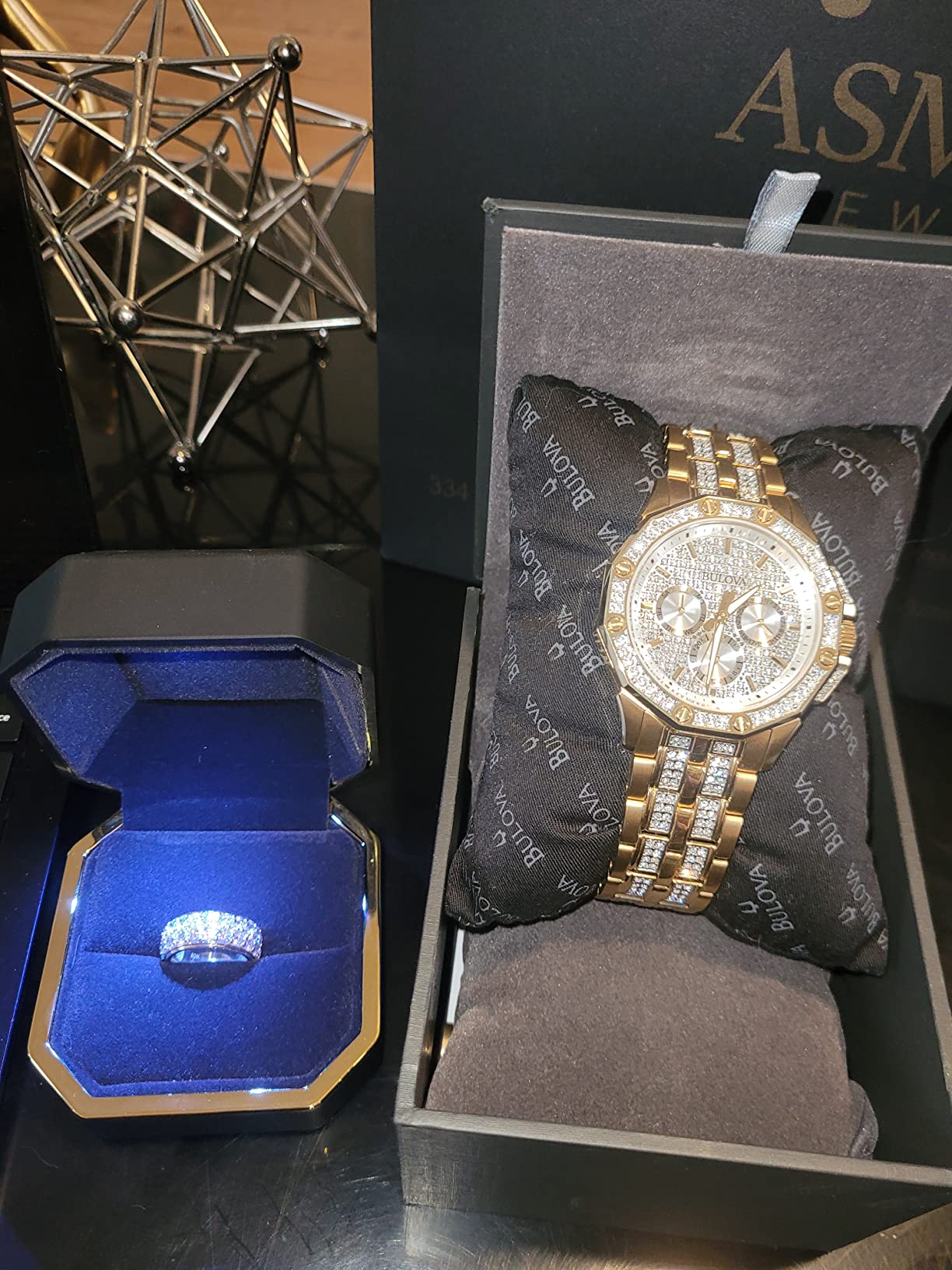 Bulova Men's Crystal Octava Chronograph Quartz Watch, Pave Crystal Dial customer photo 1