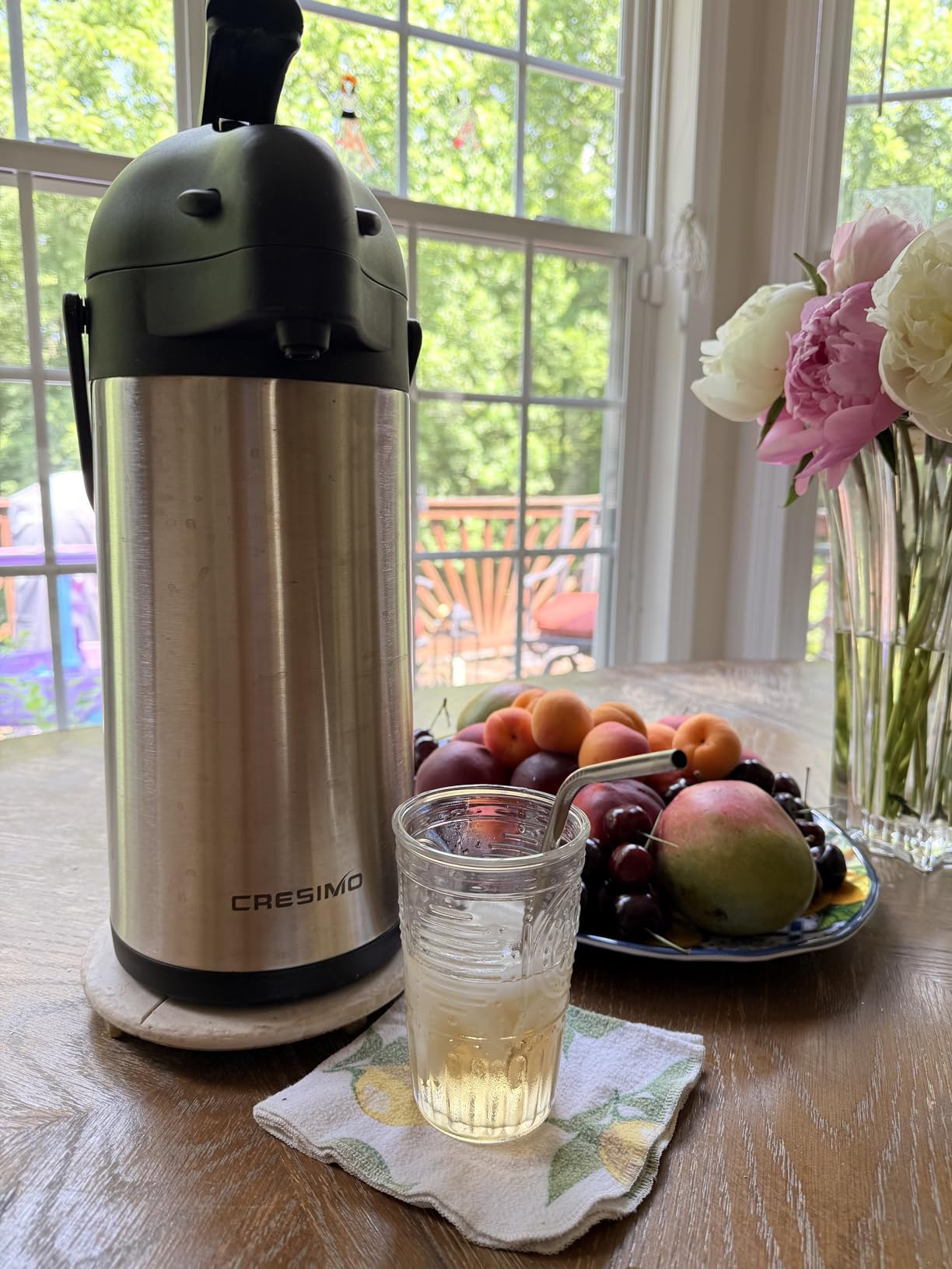 Cresimo Coffee Carafe with Pump 102oz / 3L Airpot Large Hot Water Dispenser customer photo 2